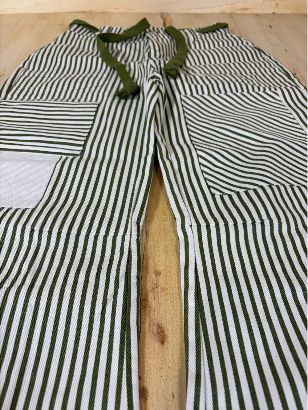Striped Utility Cargo Lounge Pants Green Hickory Stripe Contrast Pocket S